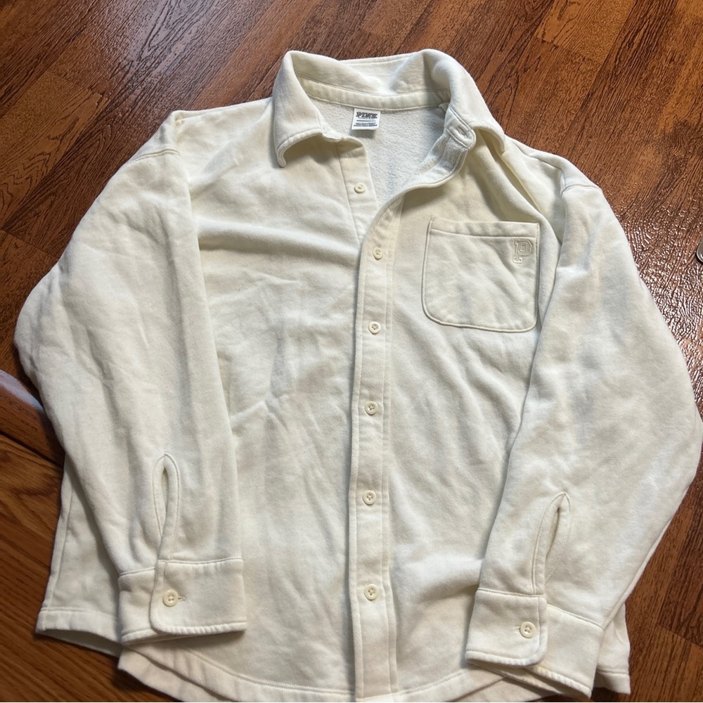 Victoria secret pink shacket button up long sleeve shirt size xsmall
